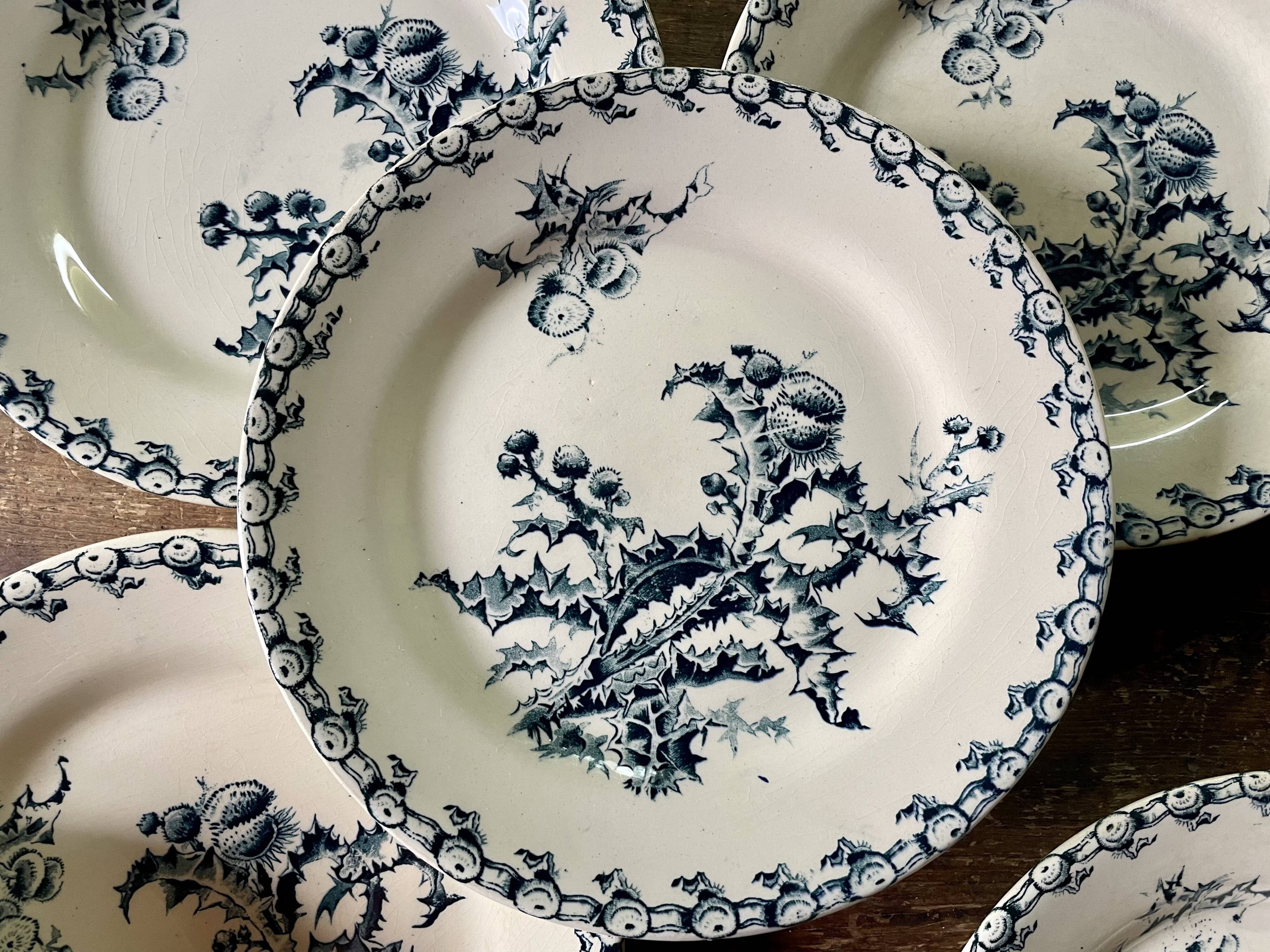10 plates thistles Gien