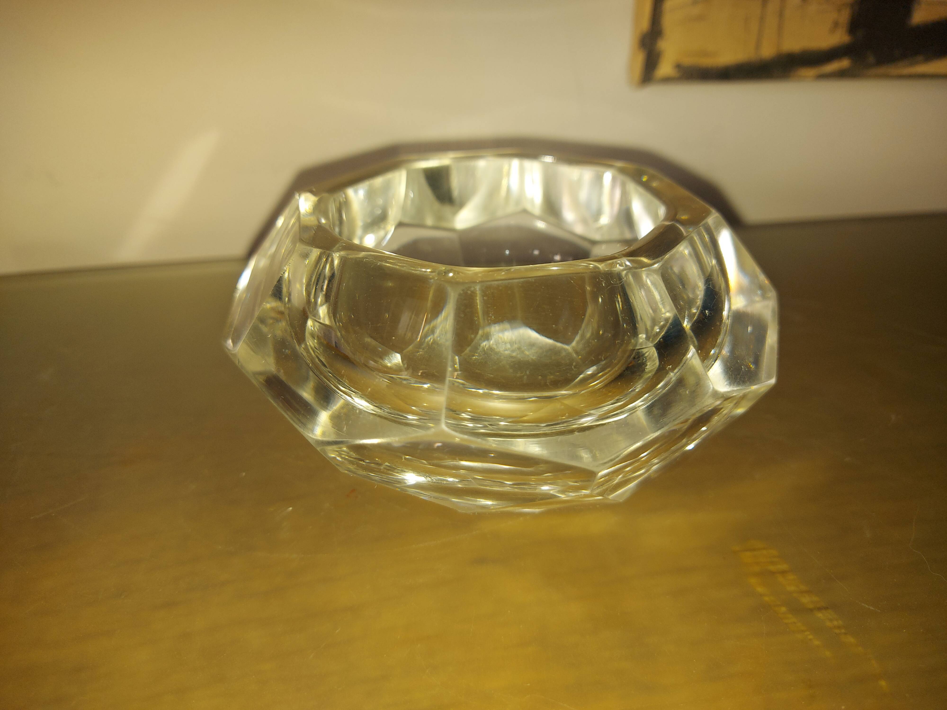 Vintage 70's faceted crystal ashtray