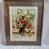 Lithograph by Claude Sauzet "Bouquet" from 1983