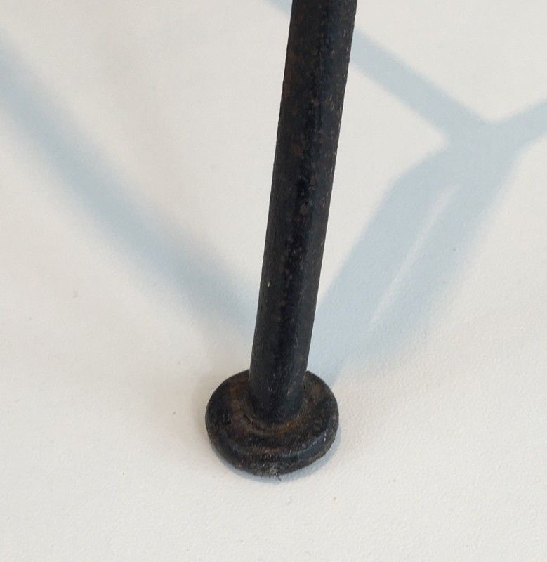 Black lacquered metal and brown leather magazine holders