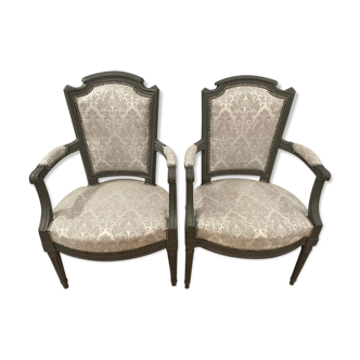 Paire de fauteuils cabriolets Louis XVI