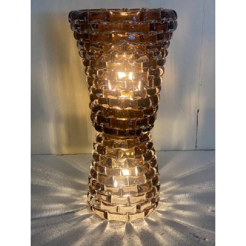 Contremporary" Rostrato" Fumè Murano Glass Table Lamp