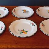 6 flat earthenware plates Charbonnier-Salins circa 1930