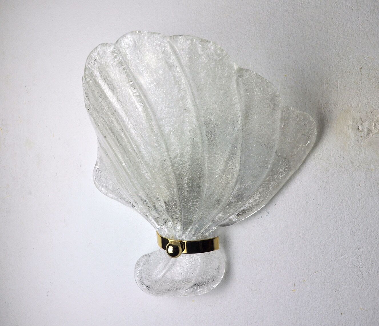 Shell wall lamp, murano glass, italy, 1970