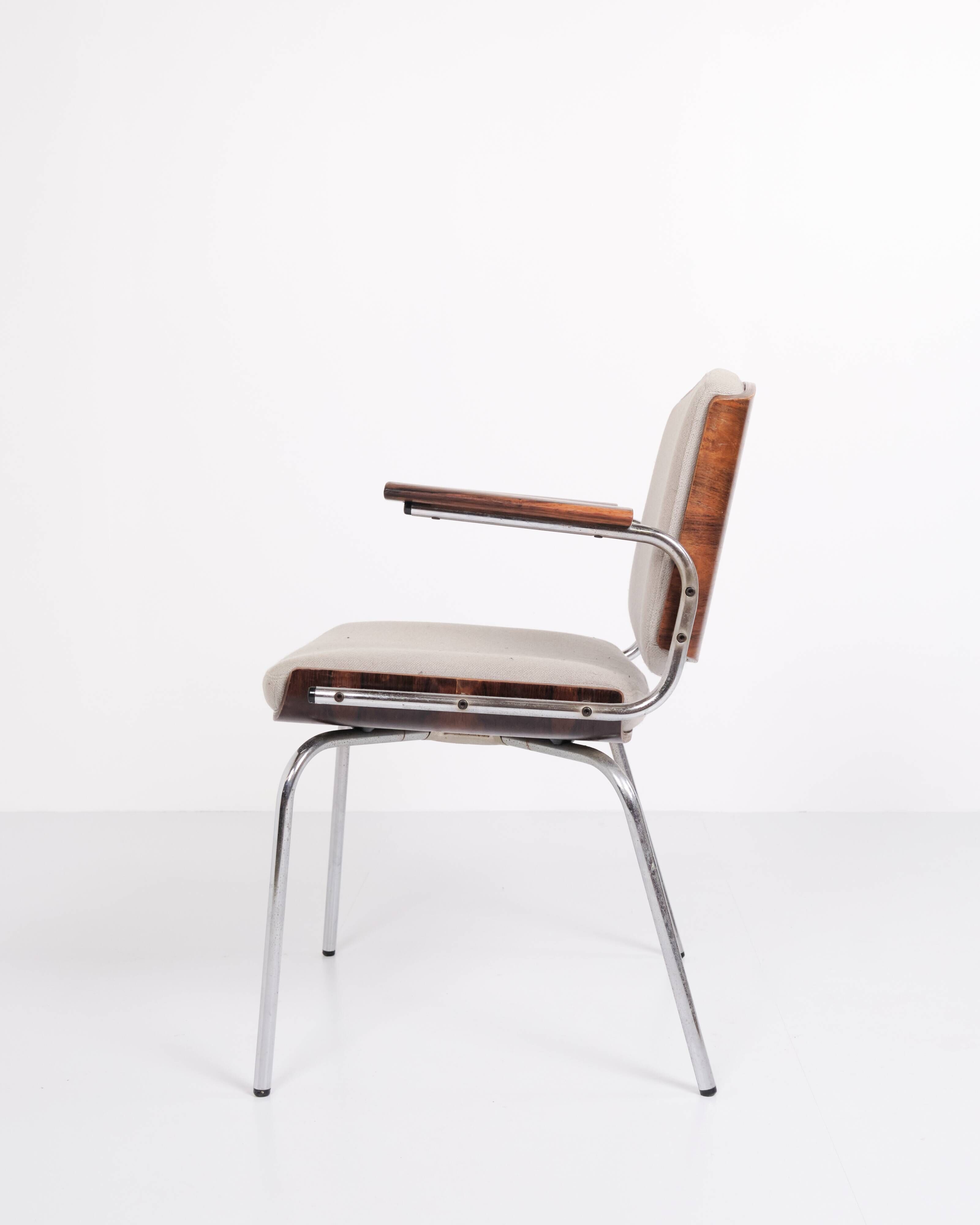 Conference chair – Rosewood & light grey fabric – Duba – 1960s