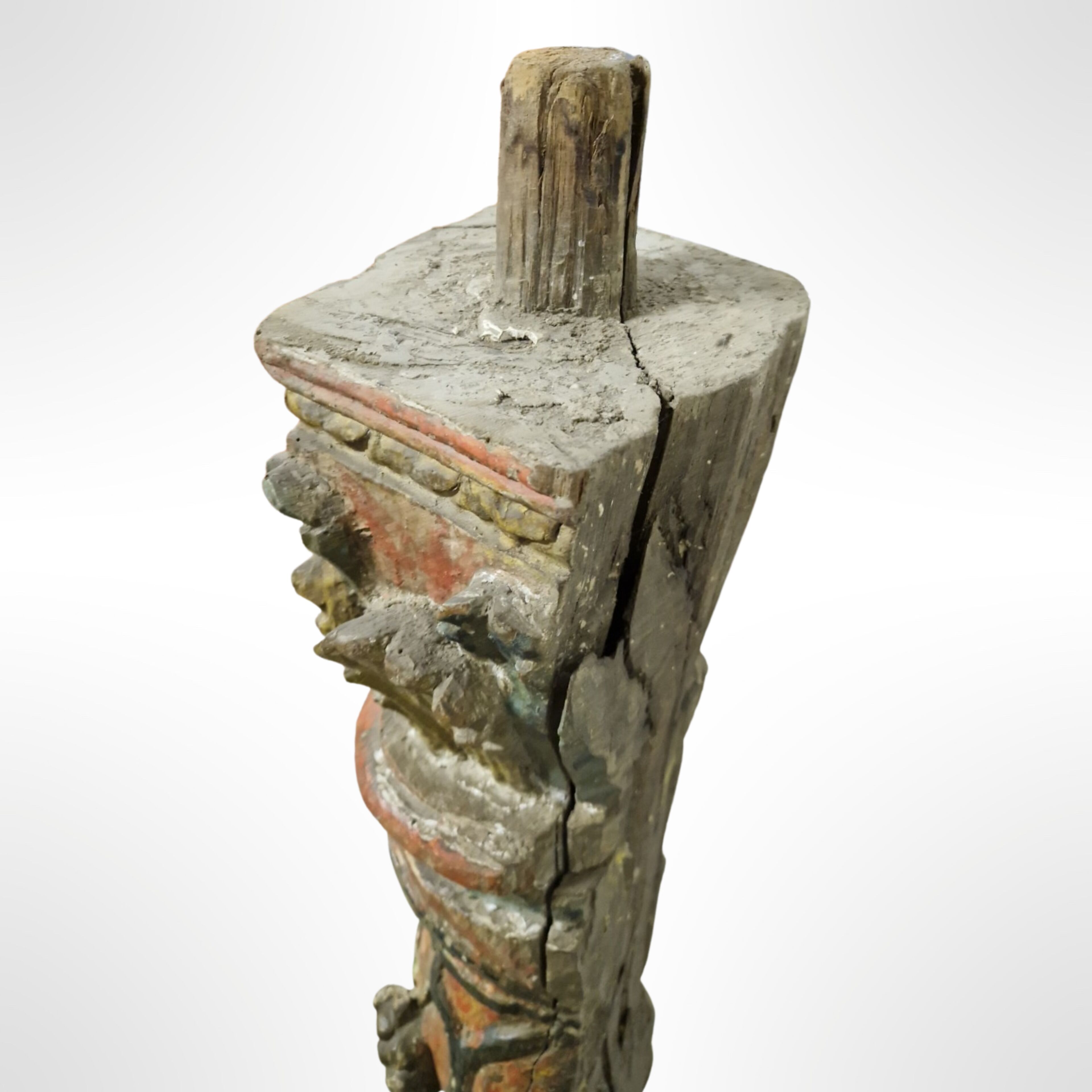 Carved wood column with grape decor, France 1900s
