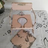 Vintage doll potty chair, wood and metal, pink, Bébéconfort