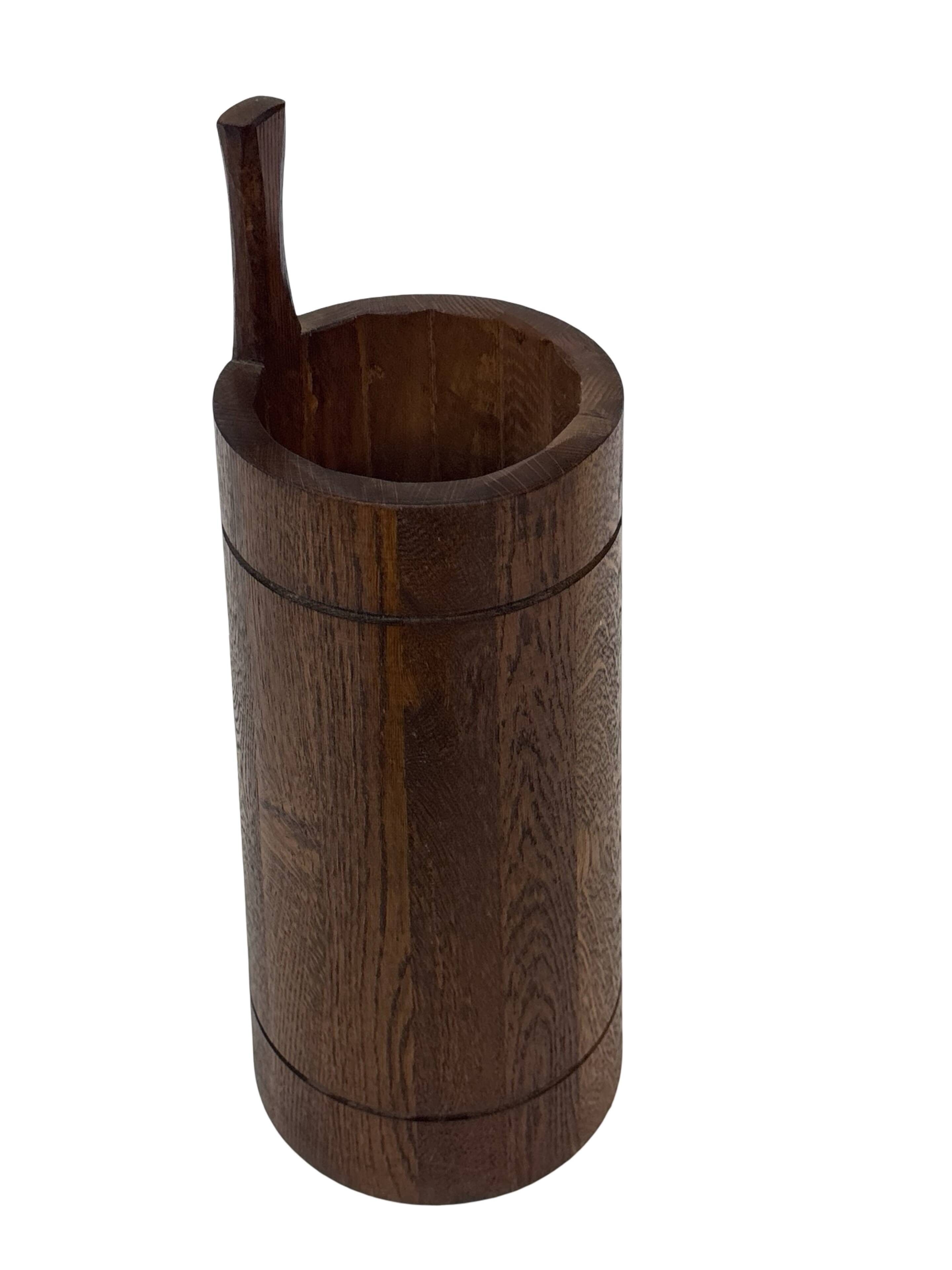Vintage umbrella stand holder oak basket storage design 60's minimalist