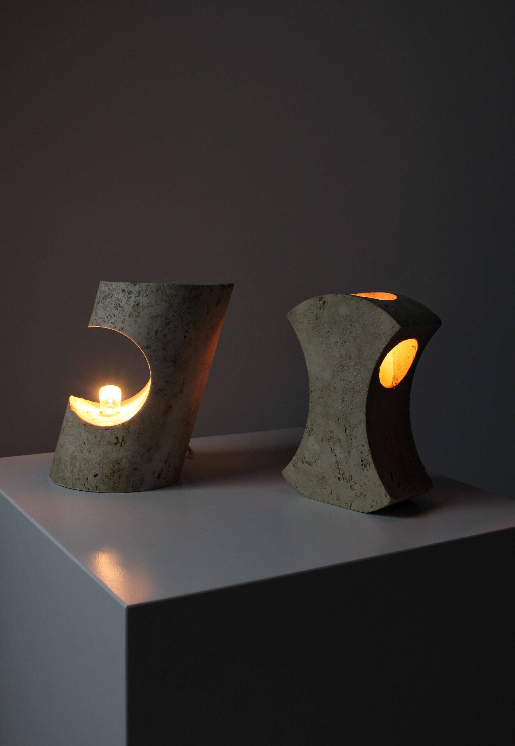 Travertine table lamps by Giuliano Cesari & Enrico Panzeri for Nucleo Sormani, 1971