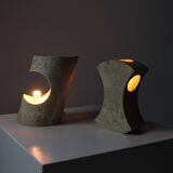 Lampes de table en travertin par Giuliano Cesari et Enrico Panzeri pour Nucleo Sormani, 1971