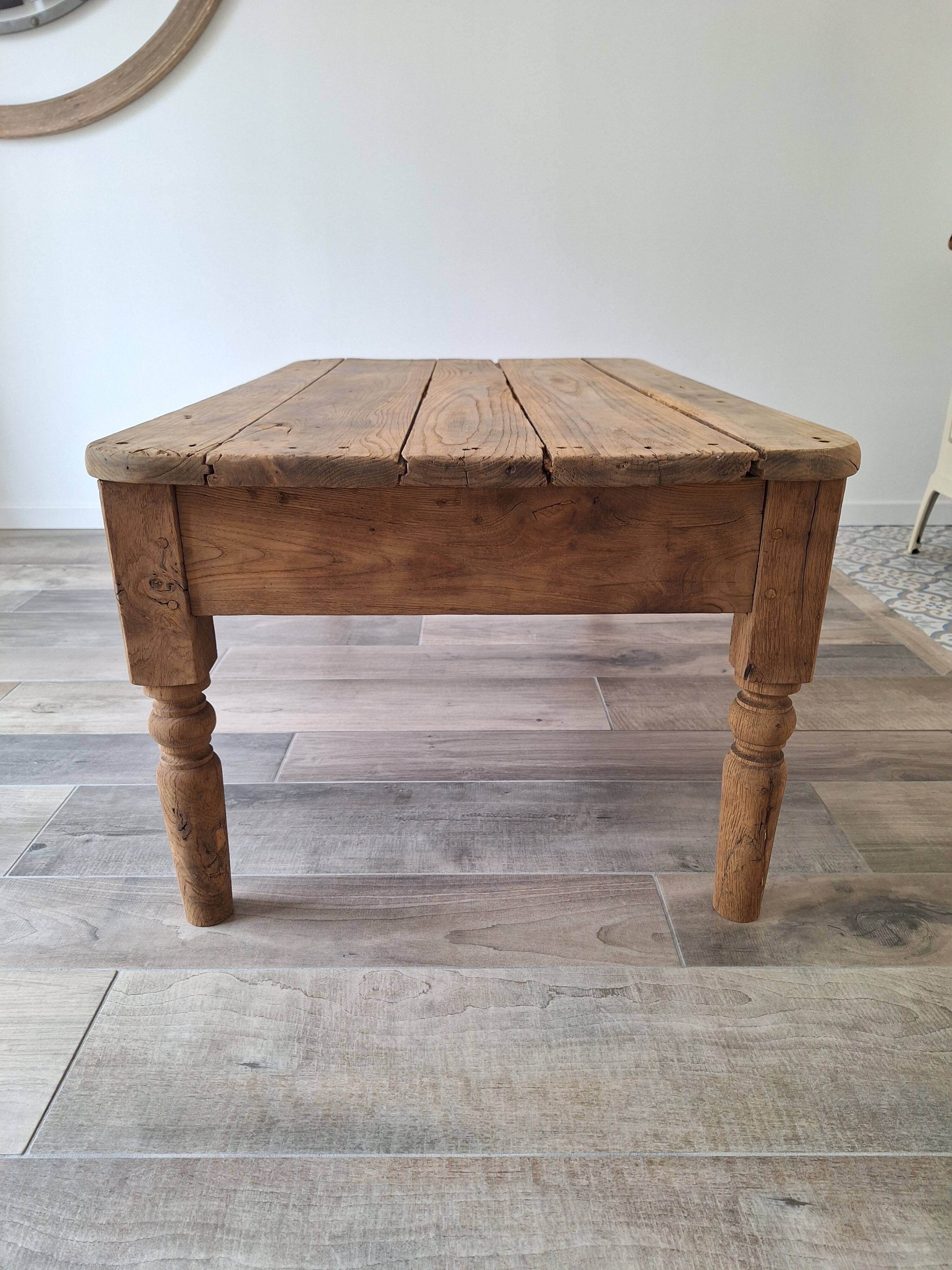 Table basse de ferme style campagne en chêne