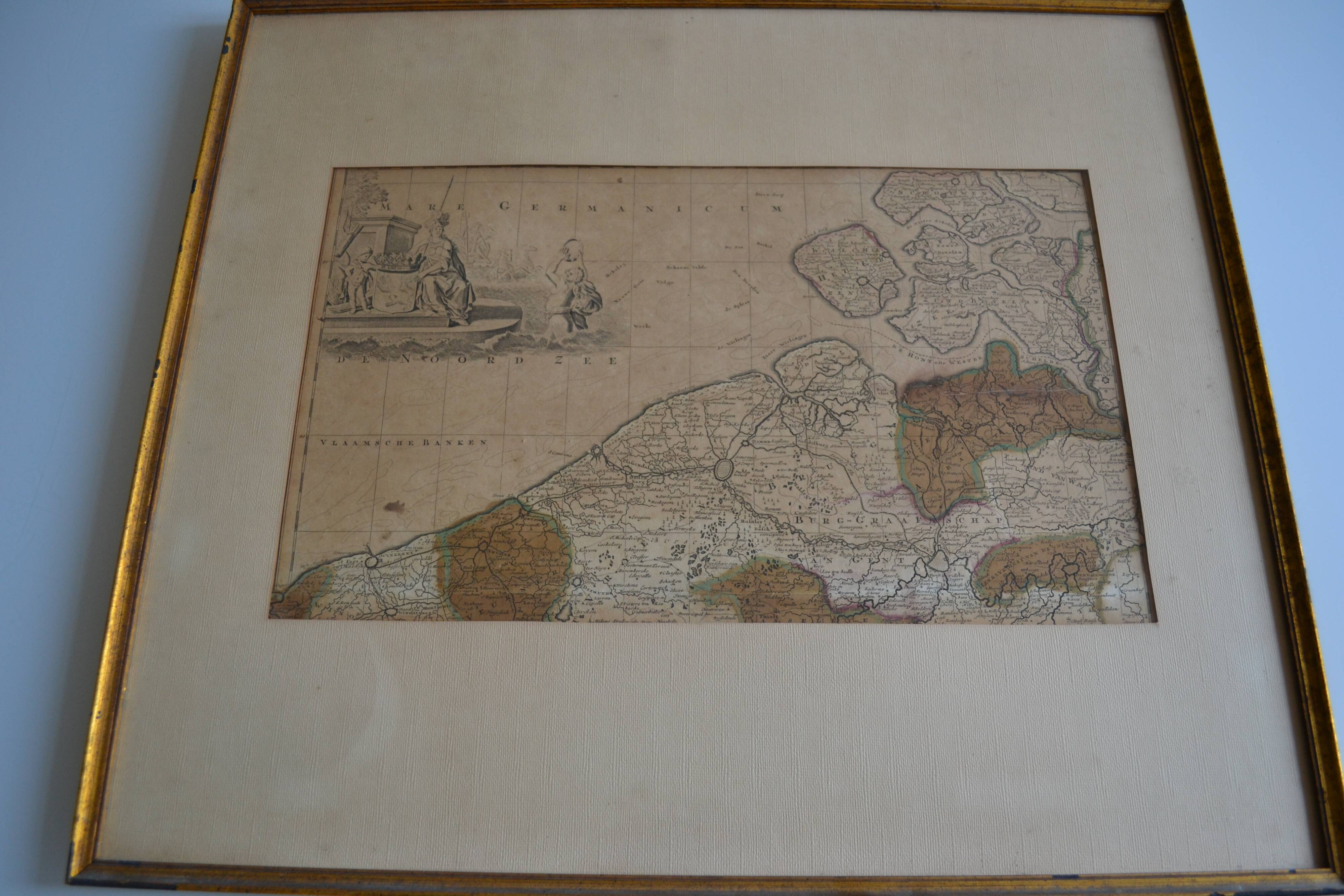 Map of the County of Flanders Belgium by Peter Schenck (1660 1718)