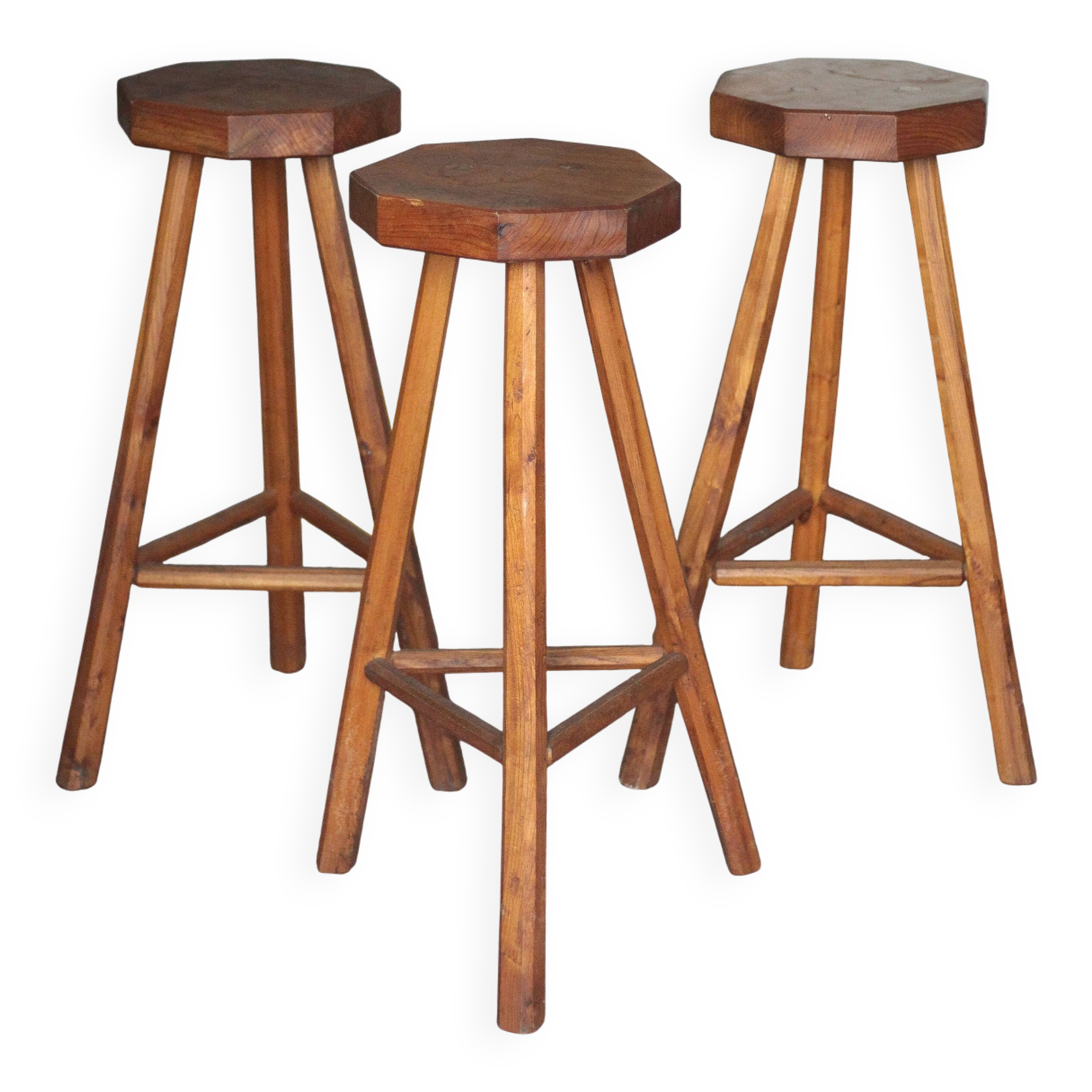 Bar stool X 3, wooden stool, brutalist stool, high stool, die