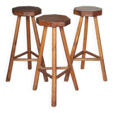 Bar stool X 3, wooden stool, brutalist stool, high stool, die