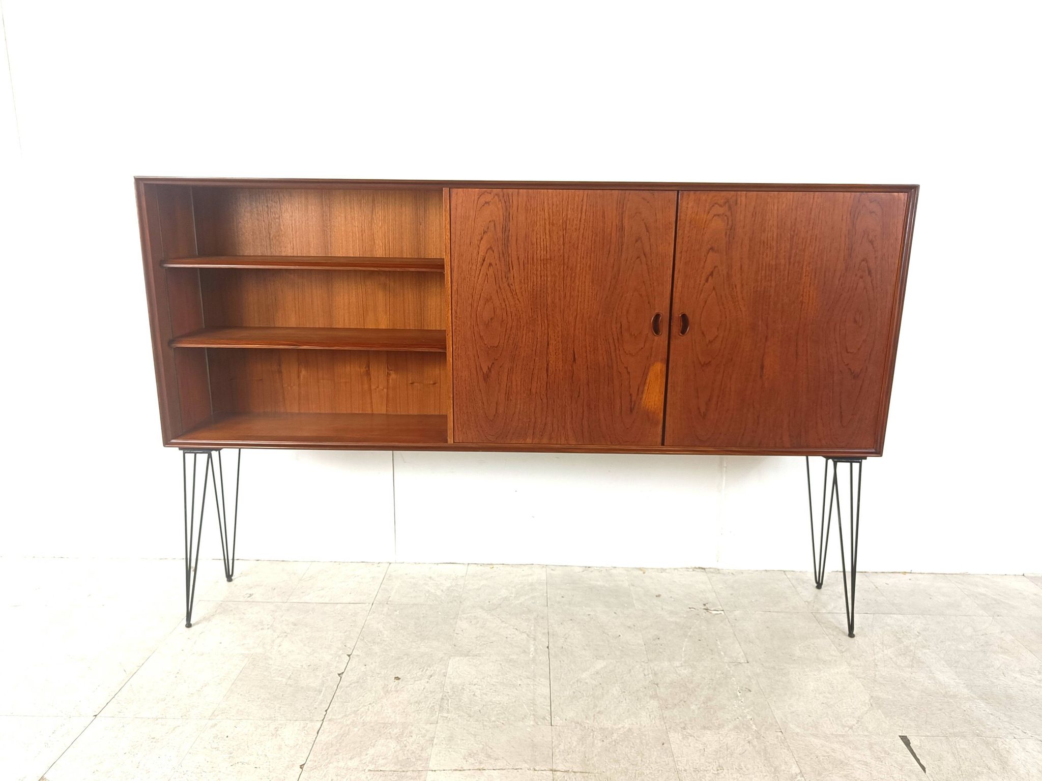 Mid-century teak highboard by Oswald Vermaercke, 1950s