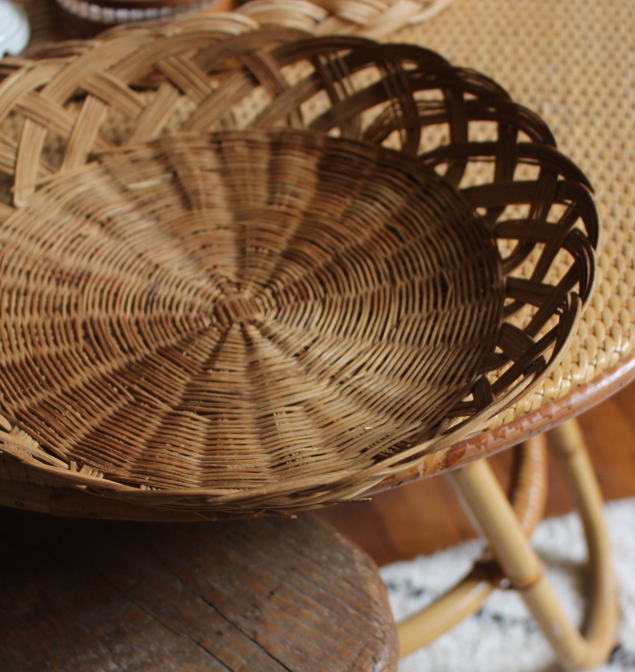 Vintage twisted wicker basket