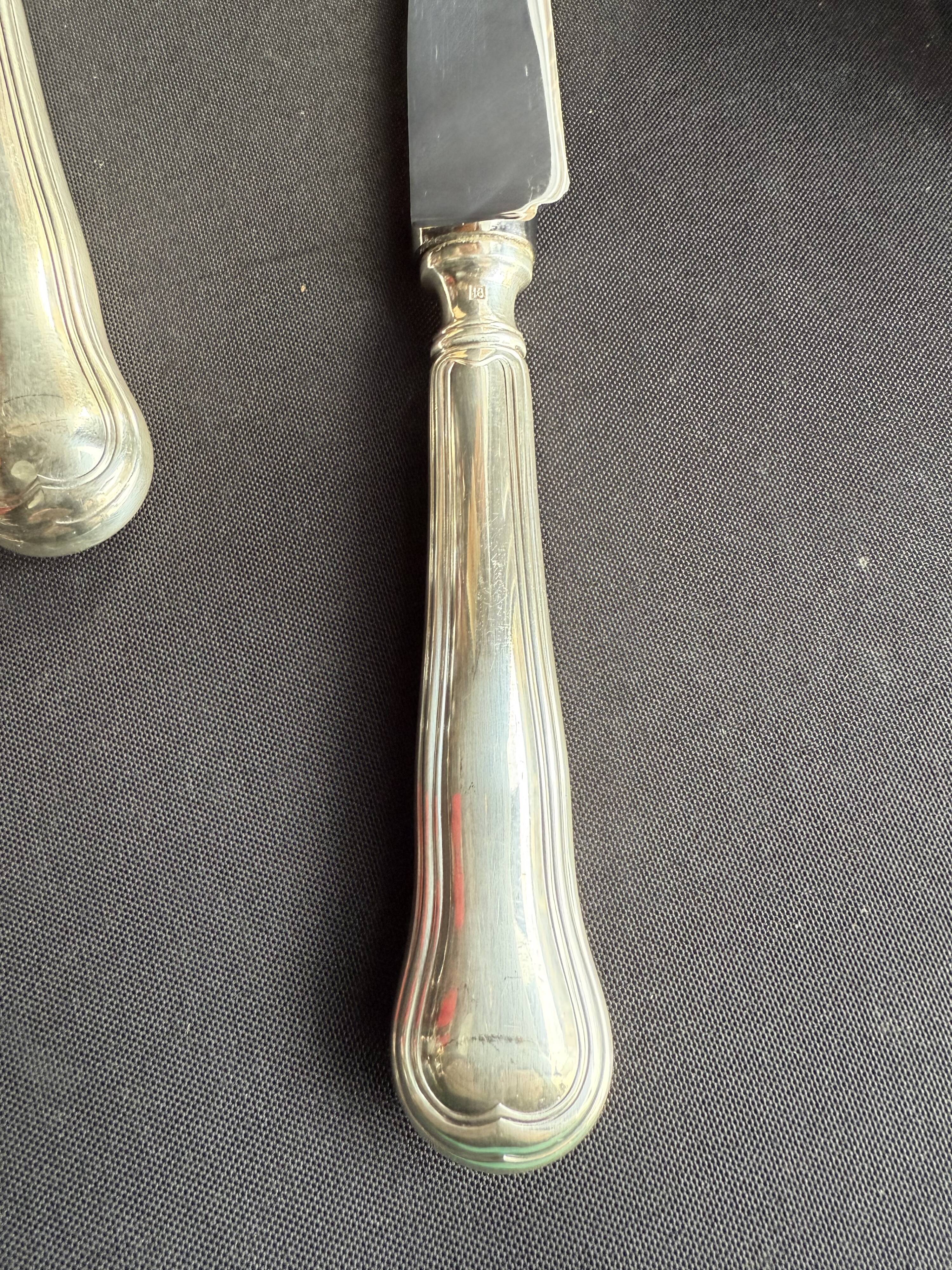 Box of 12 table knives – Silver metal and stainless steel