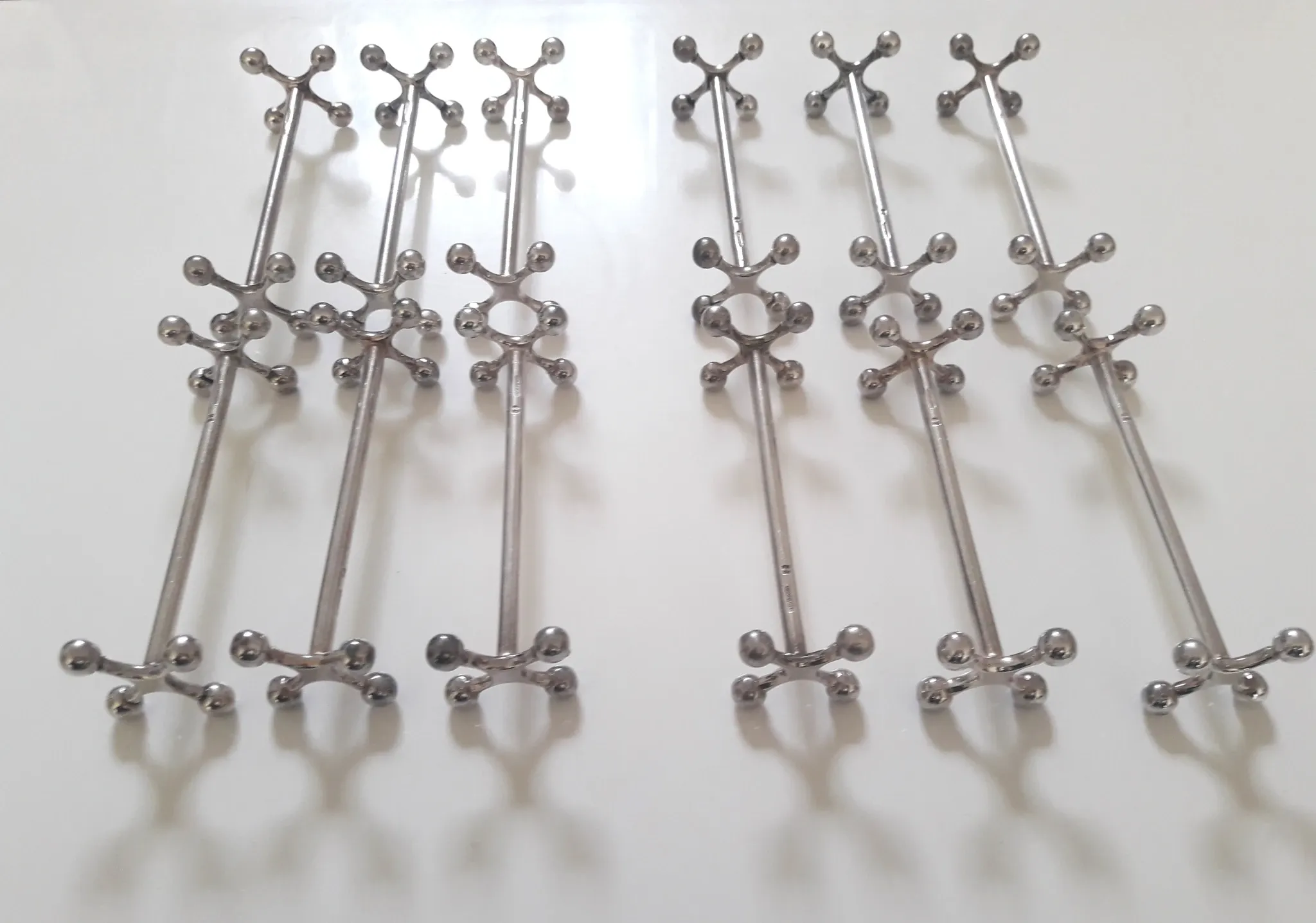 12 knife rests in a box - silver-plated metal by SFAM model Cross