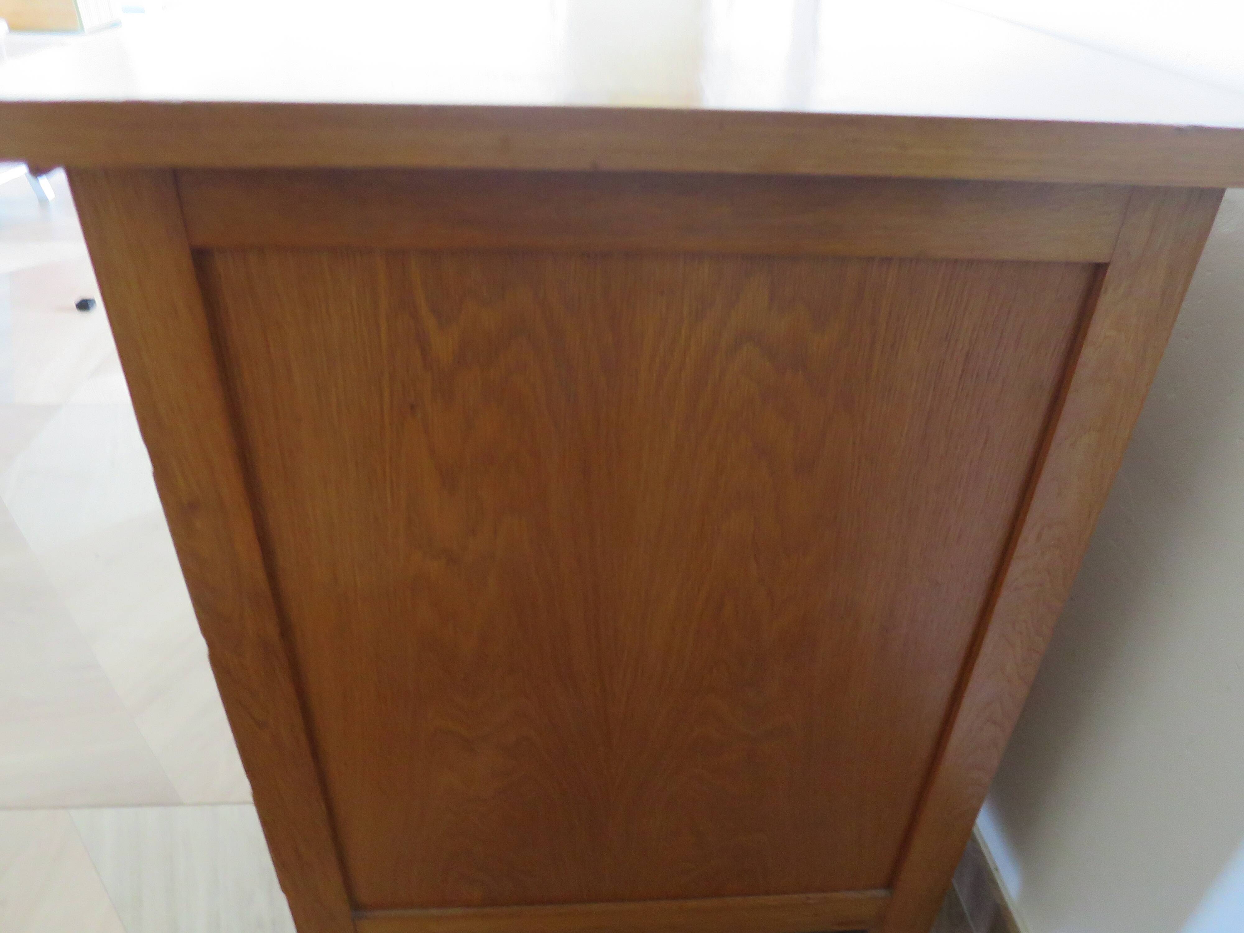 Vintage modernist desk - 5 drawers - shelf - 1950s - closure mechanism