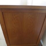 Vintage modernist desk - 5 drawers - shelf - 1950s - closure mechanism