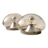 Set of 2 RZB Leuchten wall or ceiling lights in bubble glass, Germany, 1970s