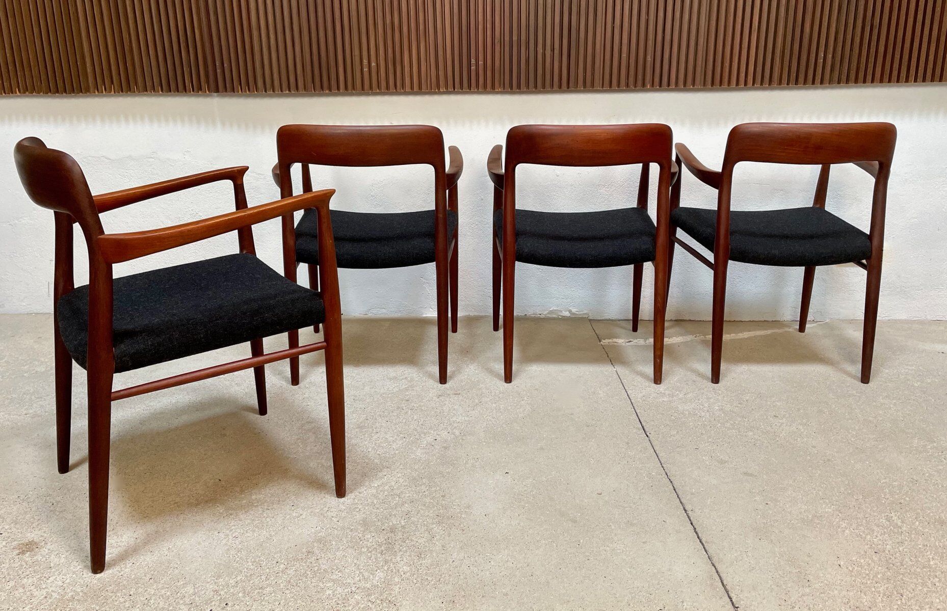 Danish teak model 56 chairs by Niels O. Møller for J.L. Møllers, 1954, set of 4