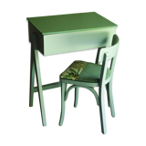 Bureau pieds compas et chaise Baumann vintage revisités