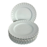 Set of 8 white twisted porcelain dinner plates Limoges Haviland
