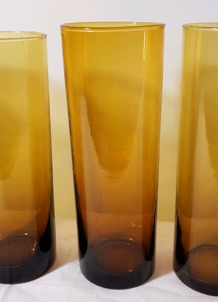 6 glasses amber glass
