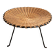 Small vintage tripod stool in woven rattan and black metal, dating from the 1970s.