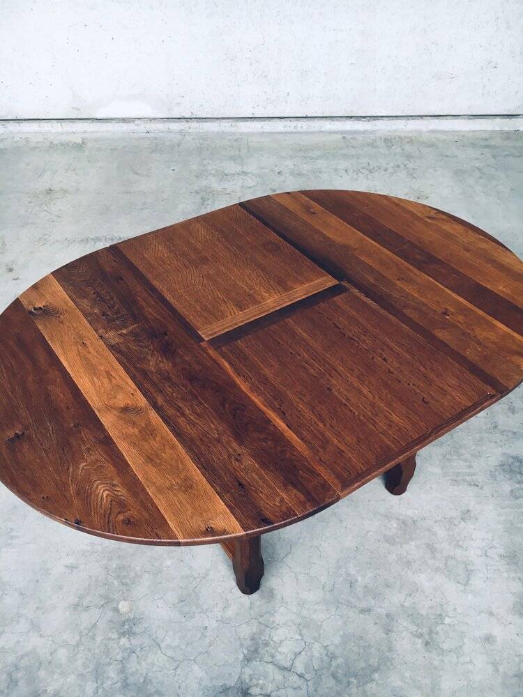 Popular Work Oak Extendable Dining Table, France, 1930s