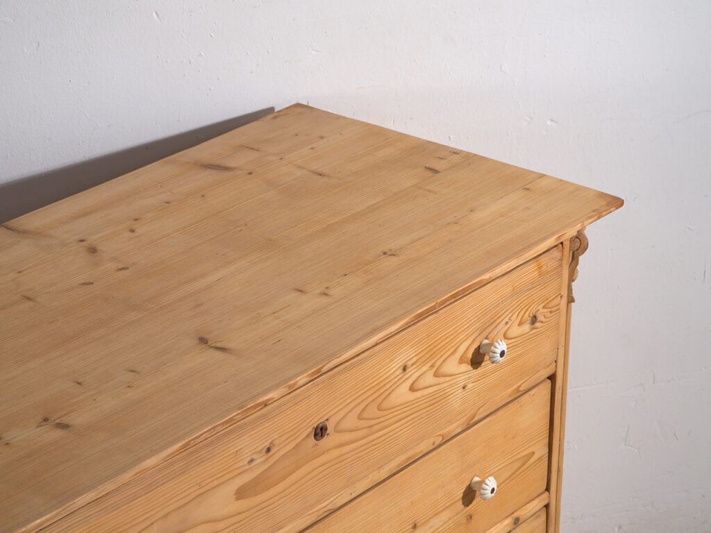 Antique solid pine chest of drawers – European rustic carved chest of drawers – circa 1900