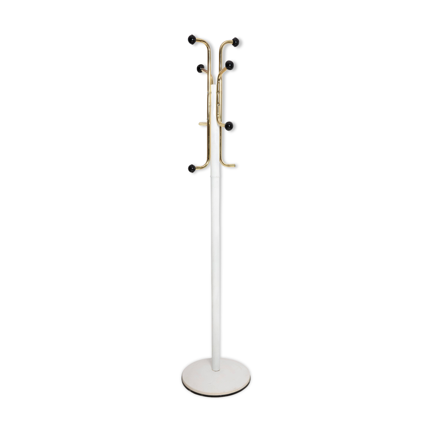Porte-manteau vintage milieu du siècle blanc et or en métal, Italie, années 1960