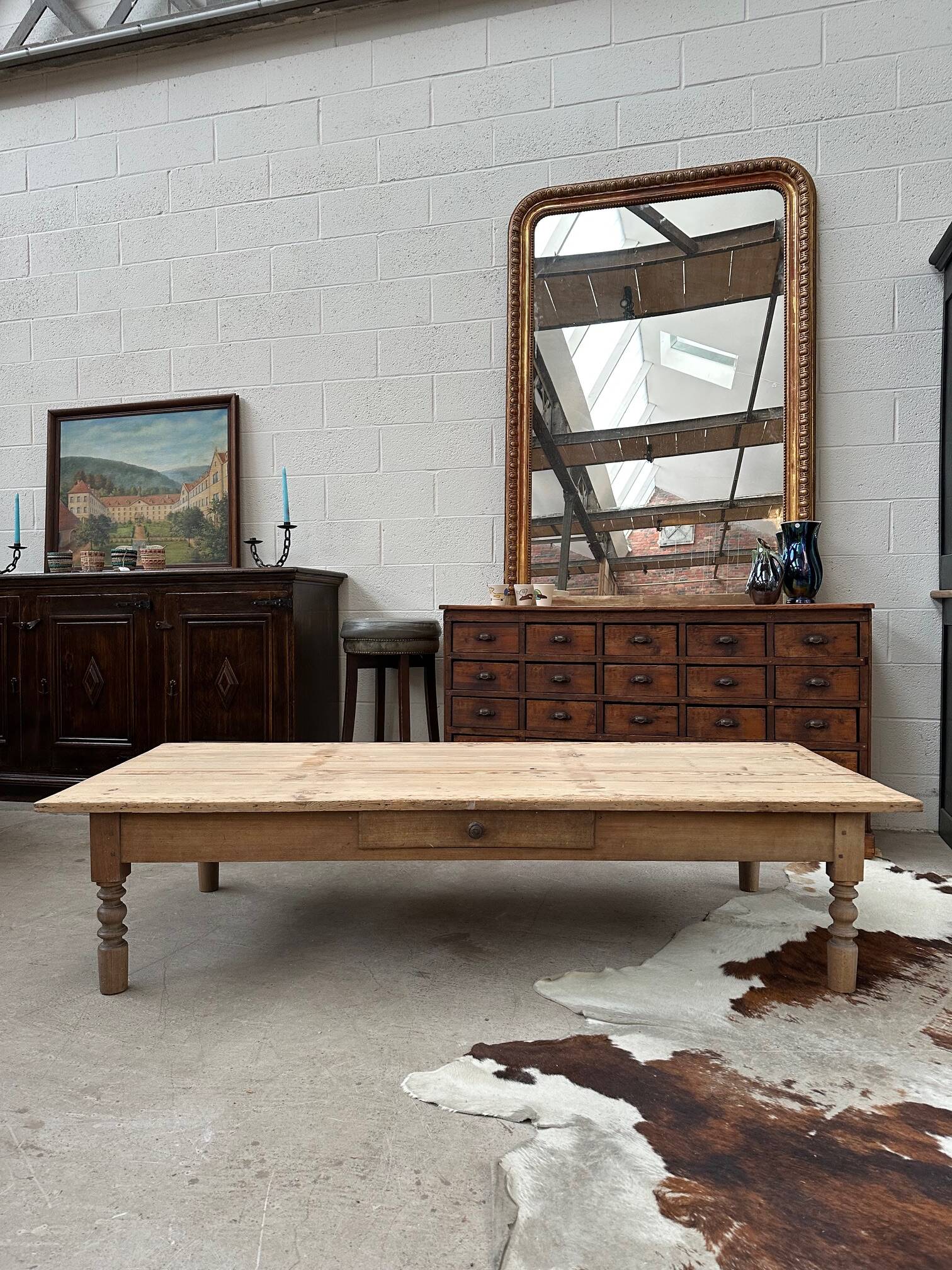 Early 20th century fir wood coffee table