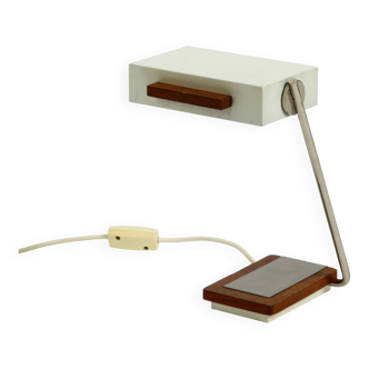 Rare original 1960s Kaiser Leuchten light metal teak table lamp