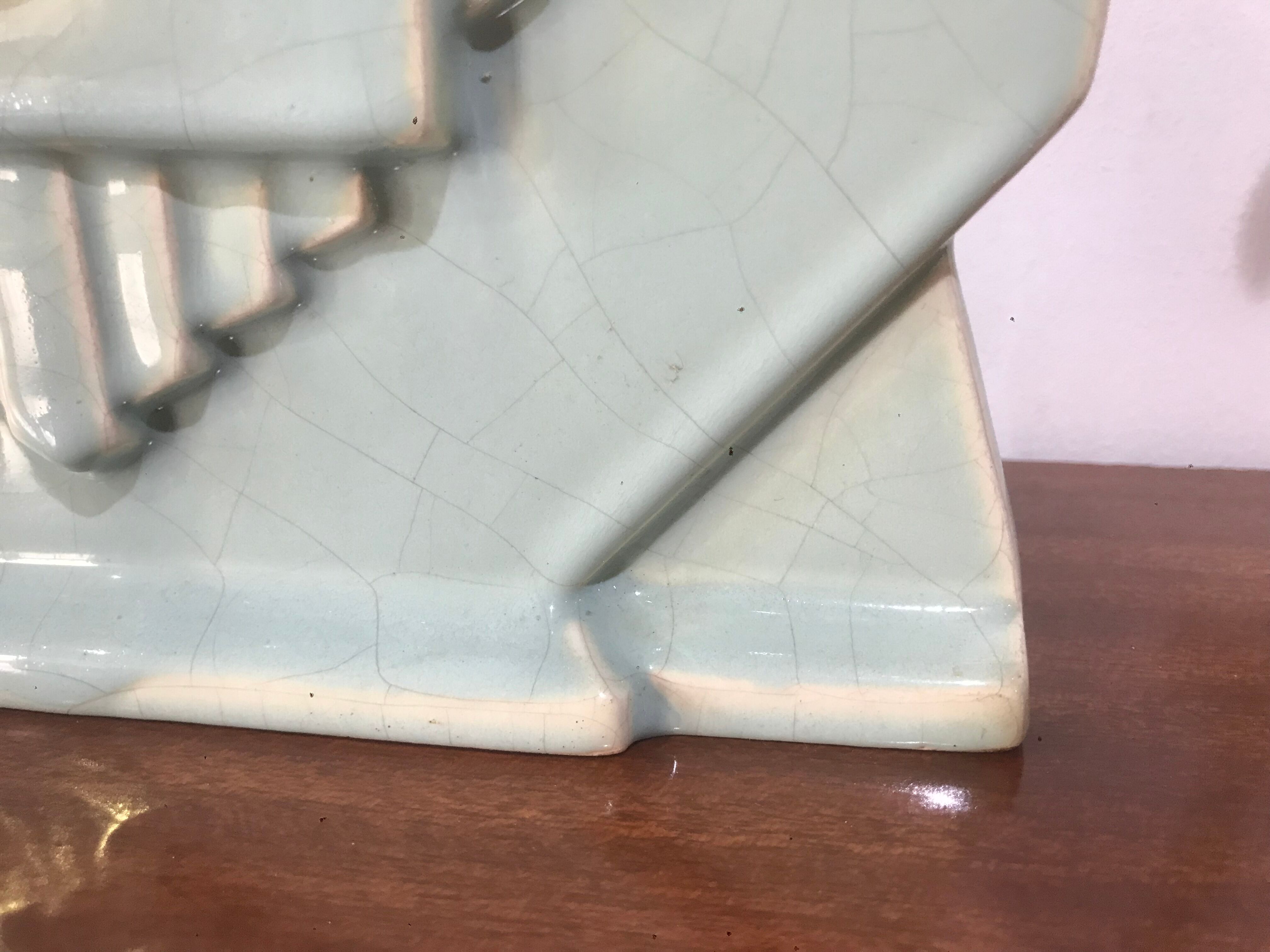 Art Deco sky blue earthenware pendulum