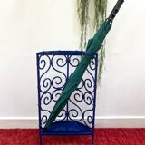 Porte-parapluie en fer forgé bleu des années 70