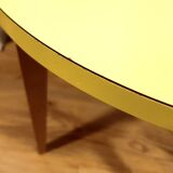 Yellow formica & wood side table