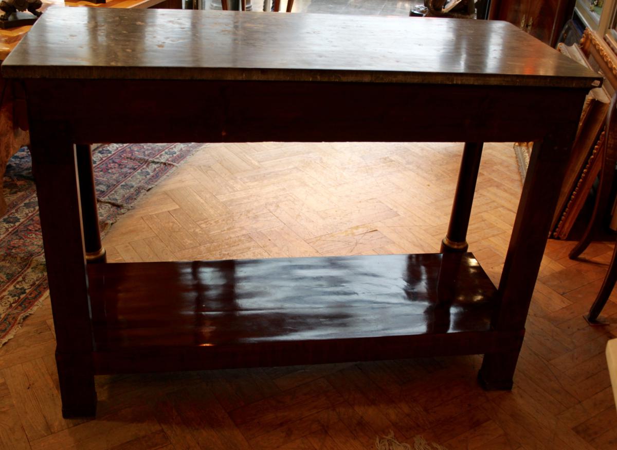 Console empire mahogany and marble tray