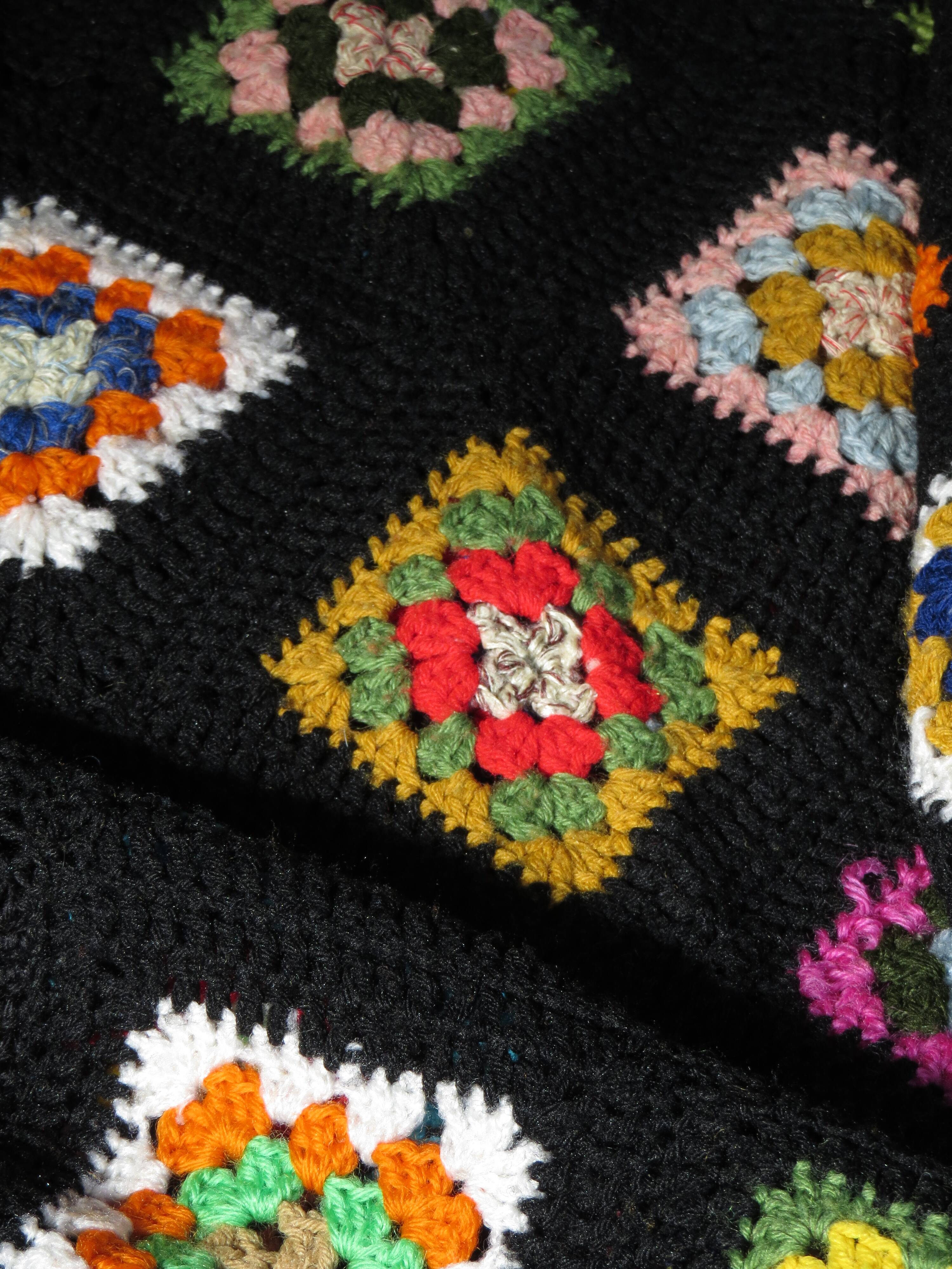 70's multi-colored crochet blanket