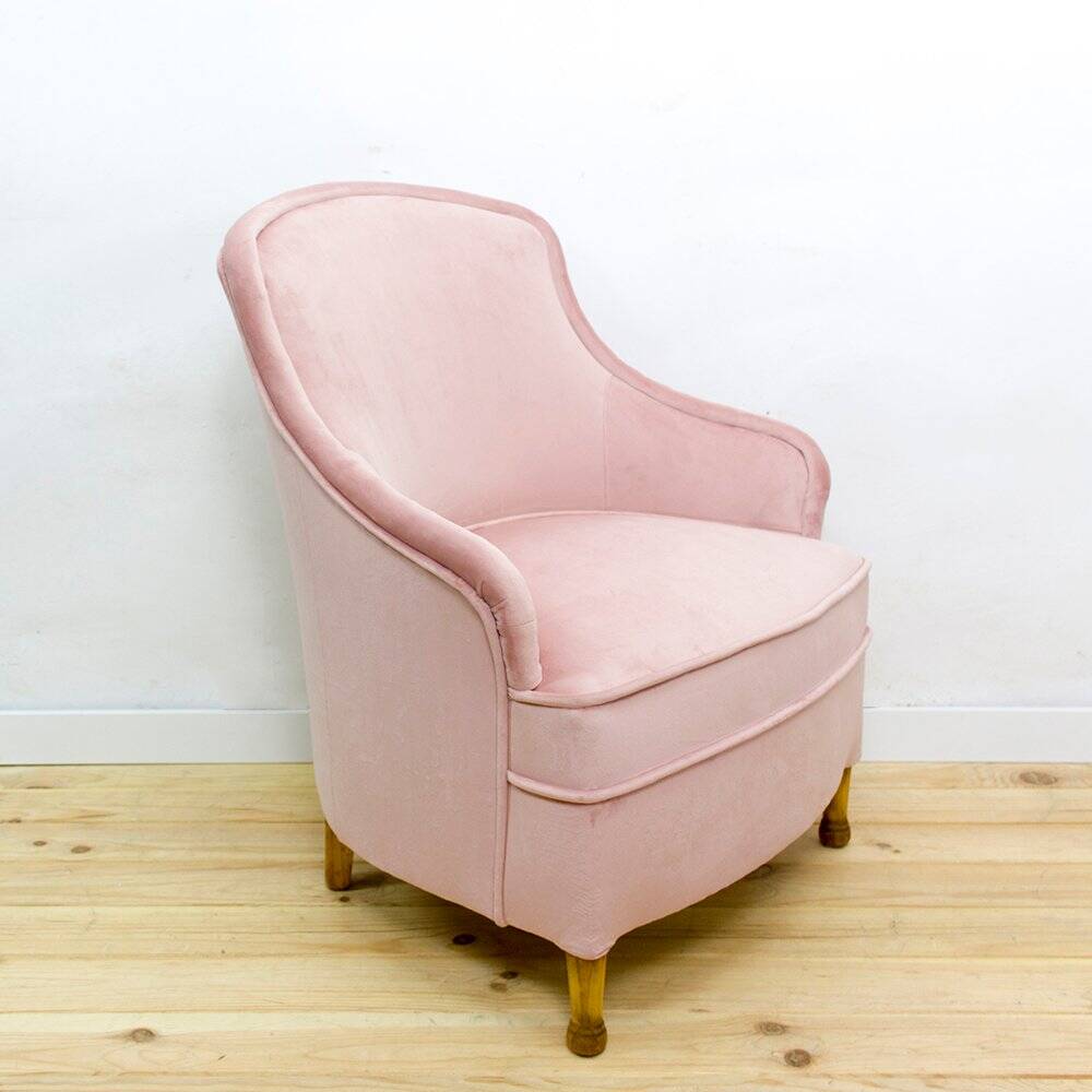 Mid-Century Fabric and Wood Armchair, 1950s