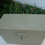 large metal office filing box with handles