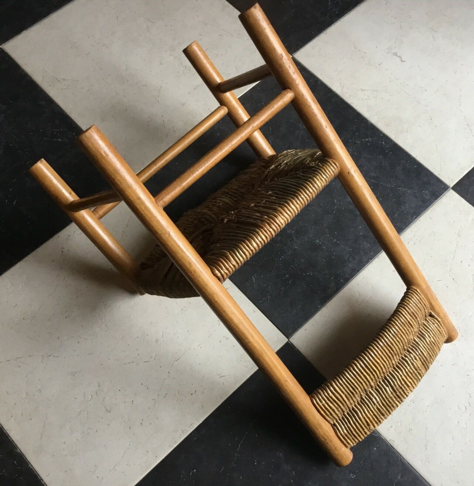 Wooden and straw doll chair child chair