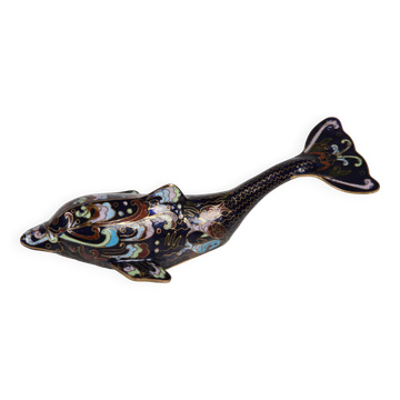 Stylised fish, decorated with colourful patterns on a dark background.