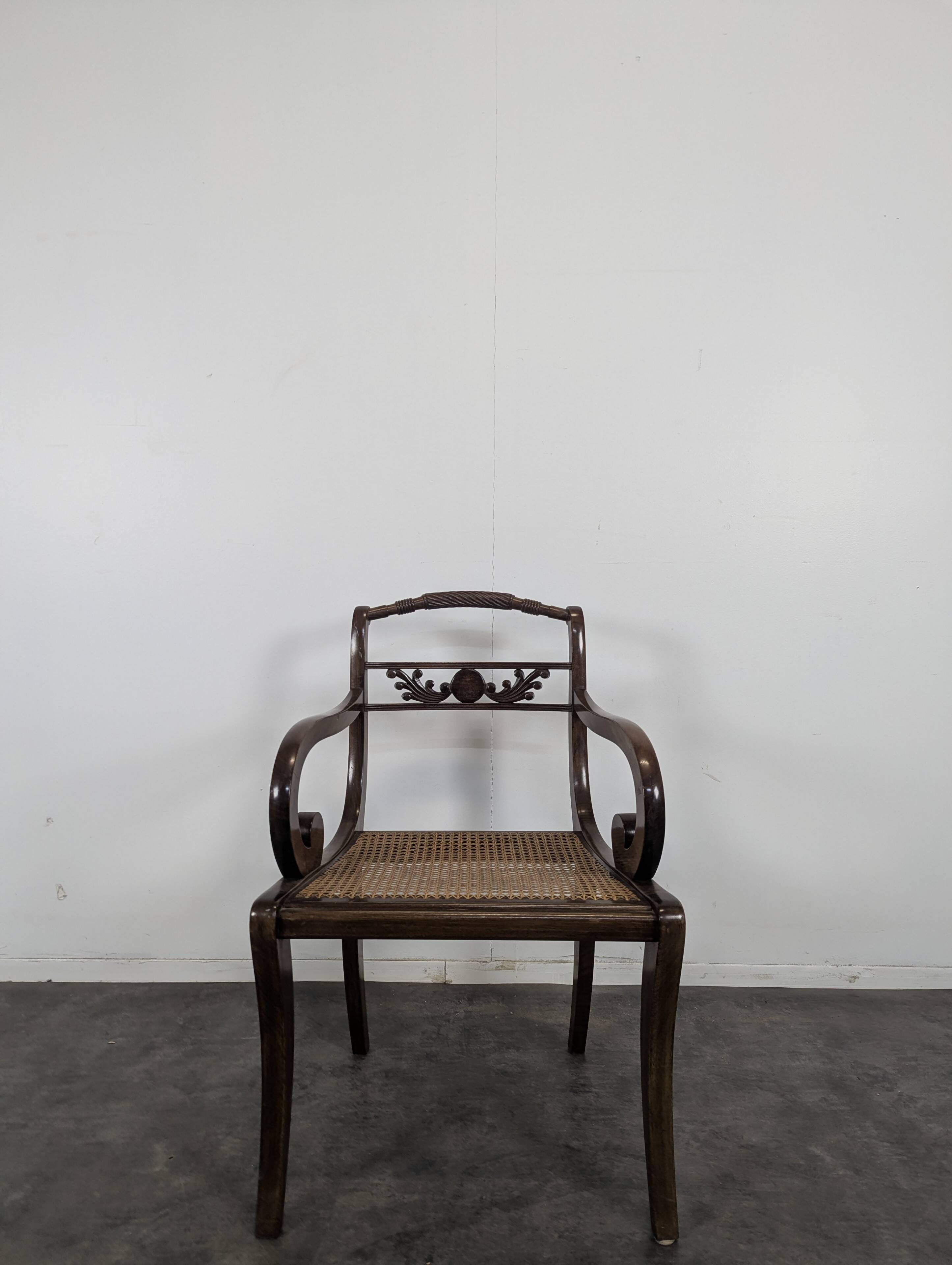 Fauteuil canné anglais du XIX ème