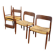 Set of 4 chairs 75 Neils O Moller straw