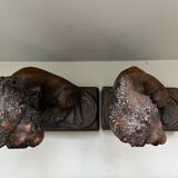 Serre-livres lions Pompeian bronze
