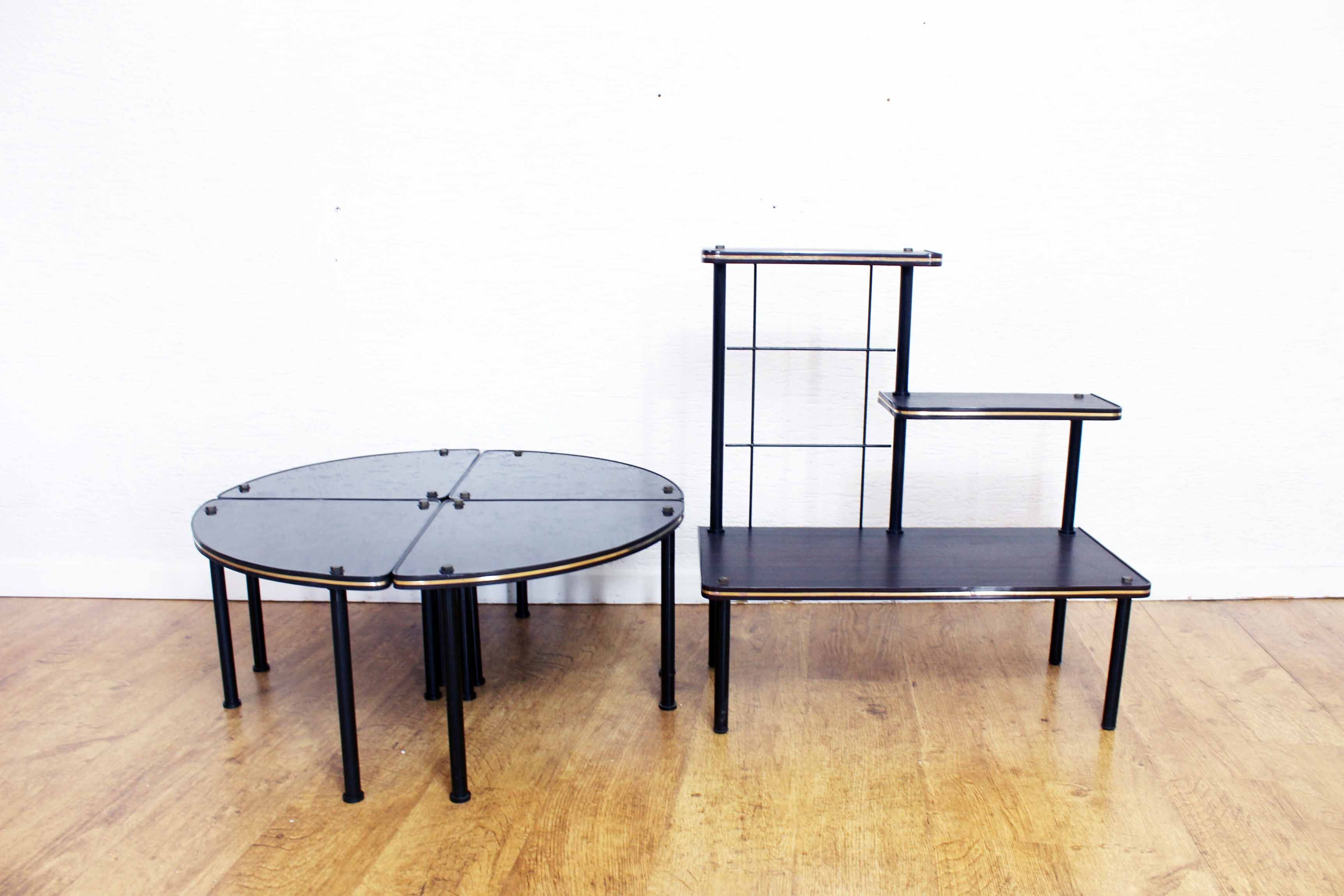 Set modulable tables d'apooint et porte plantes à étages