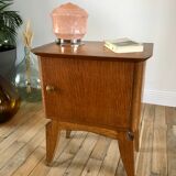 Bedside table in oak and brass 50s