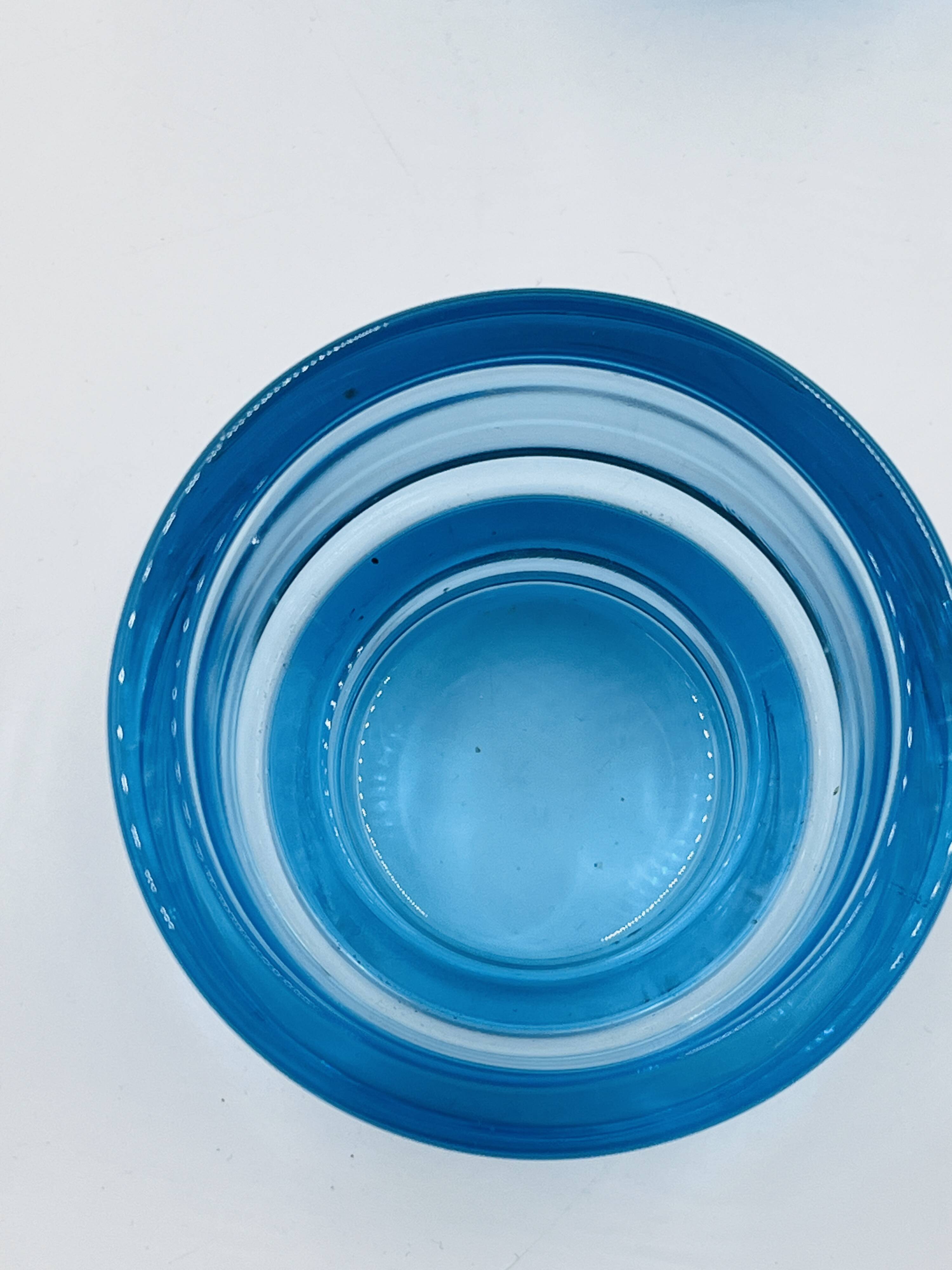 Set of 4 IKEA turquoise aquamarine glass candle holders.